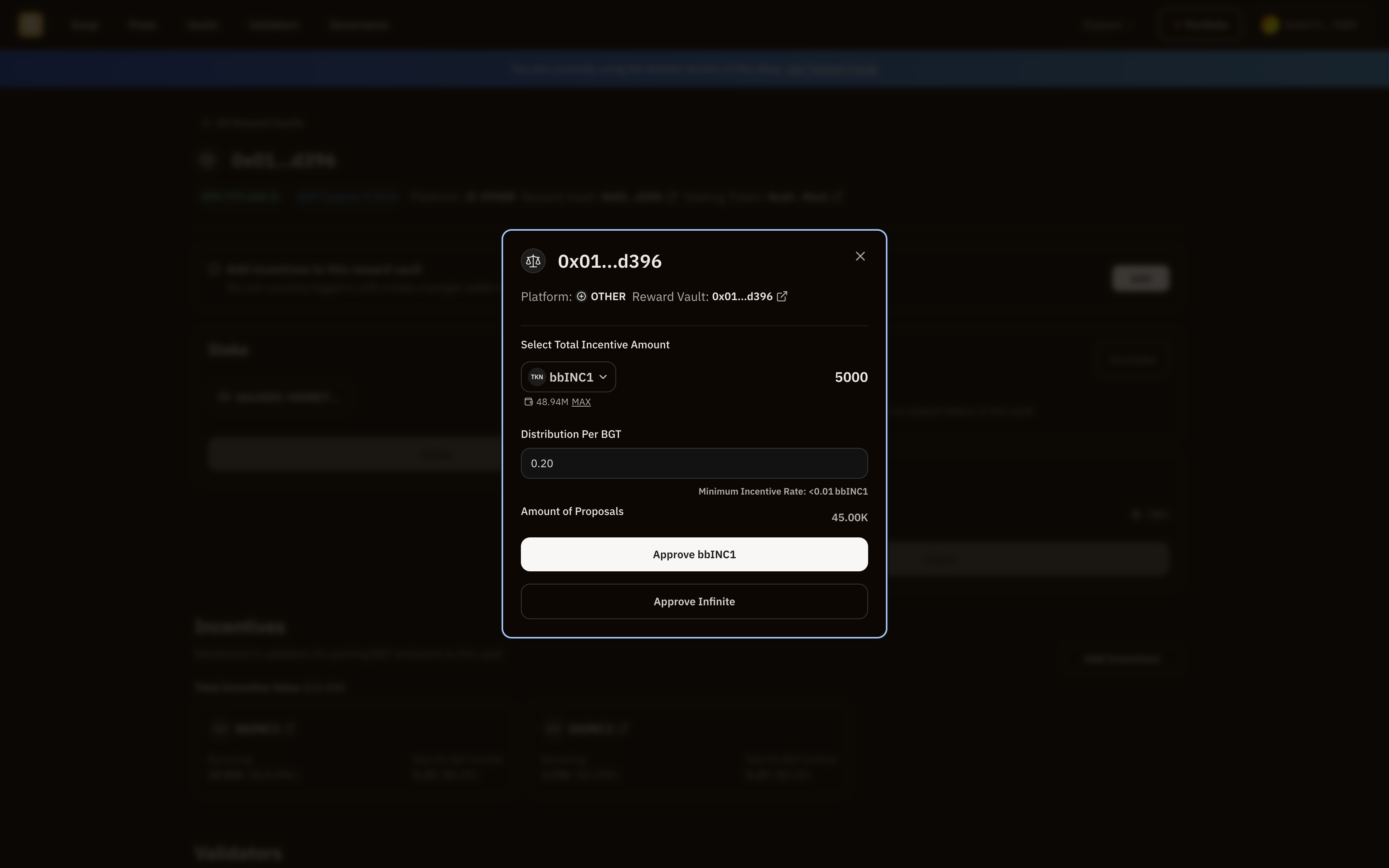 Add Incentives Reward Vault Modal