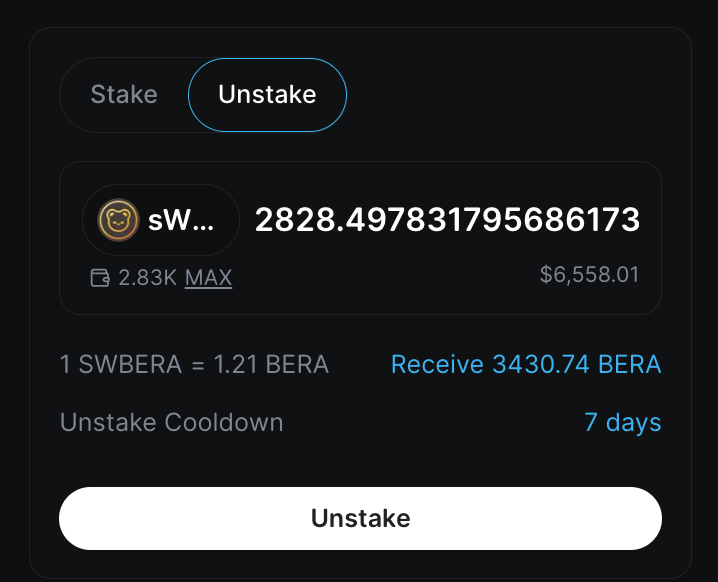 Bera Staking Withdrawal
