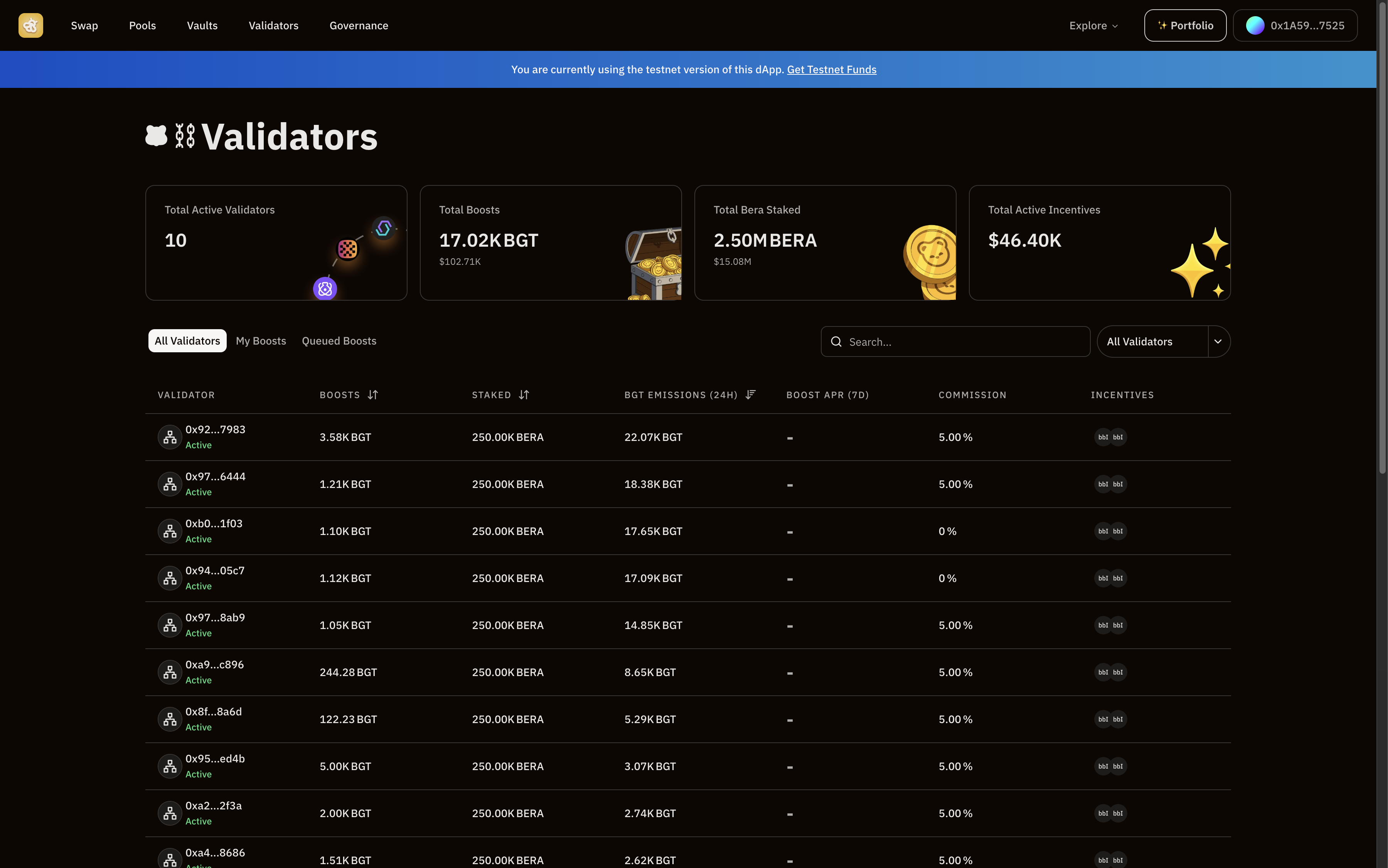 Berachain Hub Validators