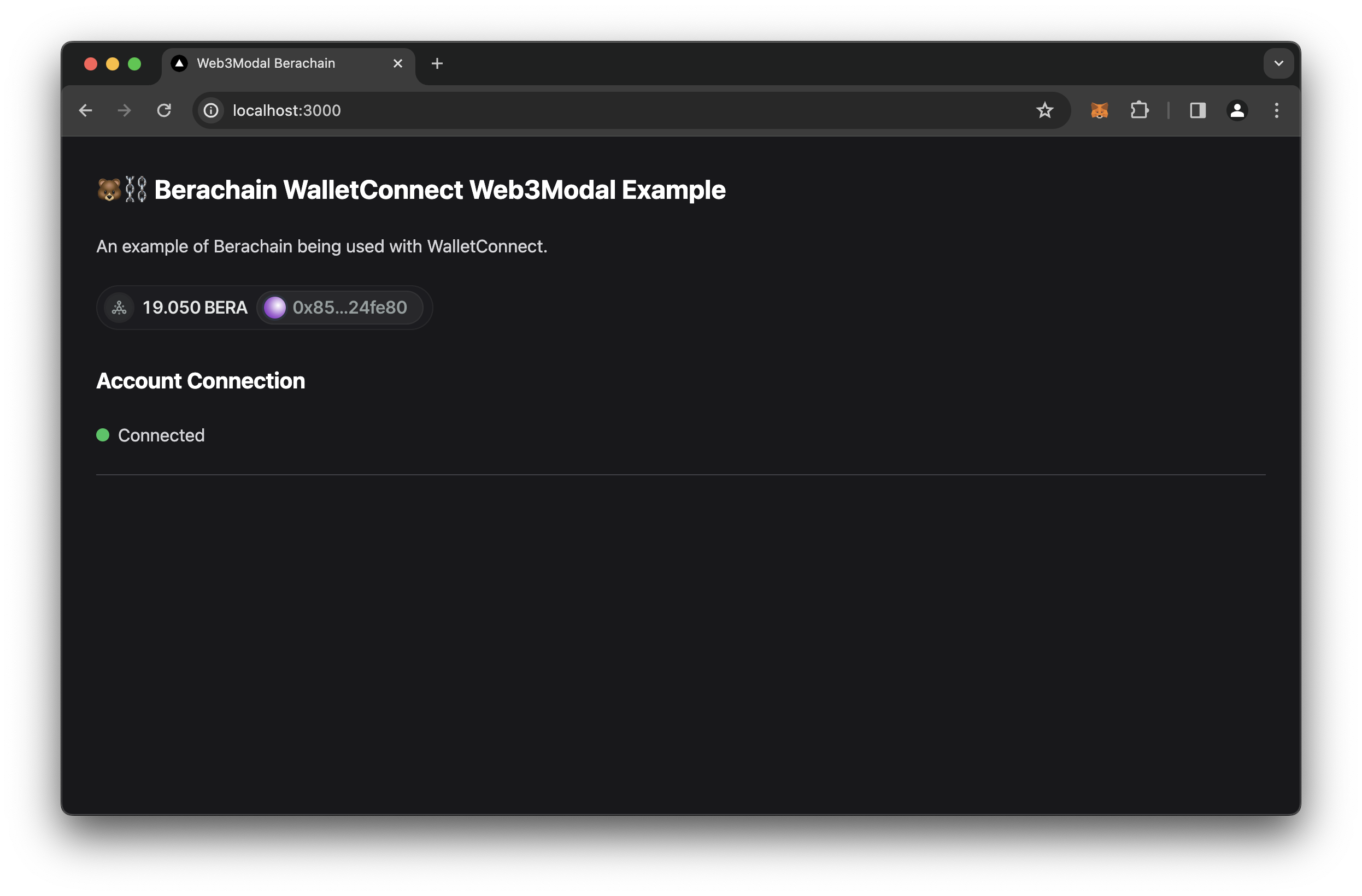 Guide Berachain WalletConnect Web3Modal Account Component