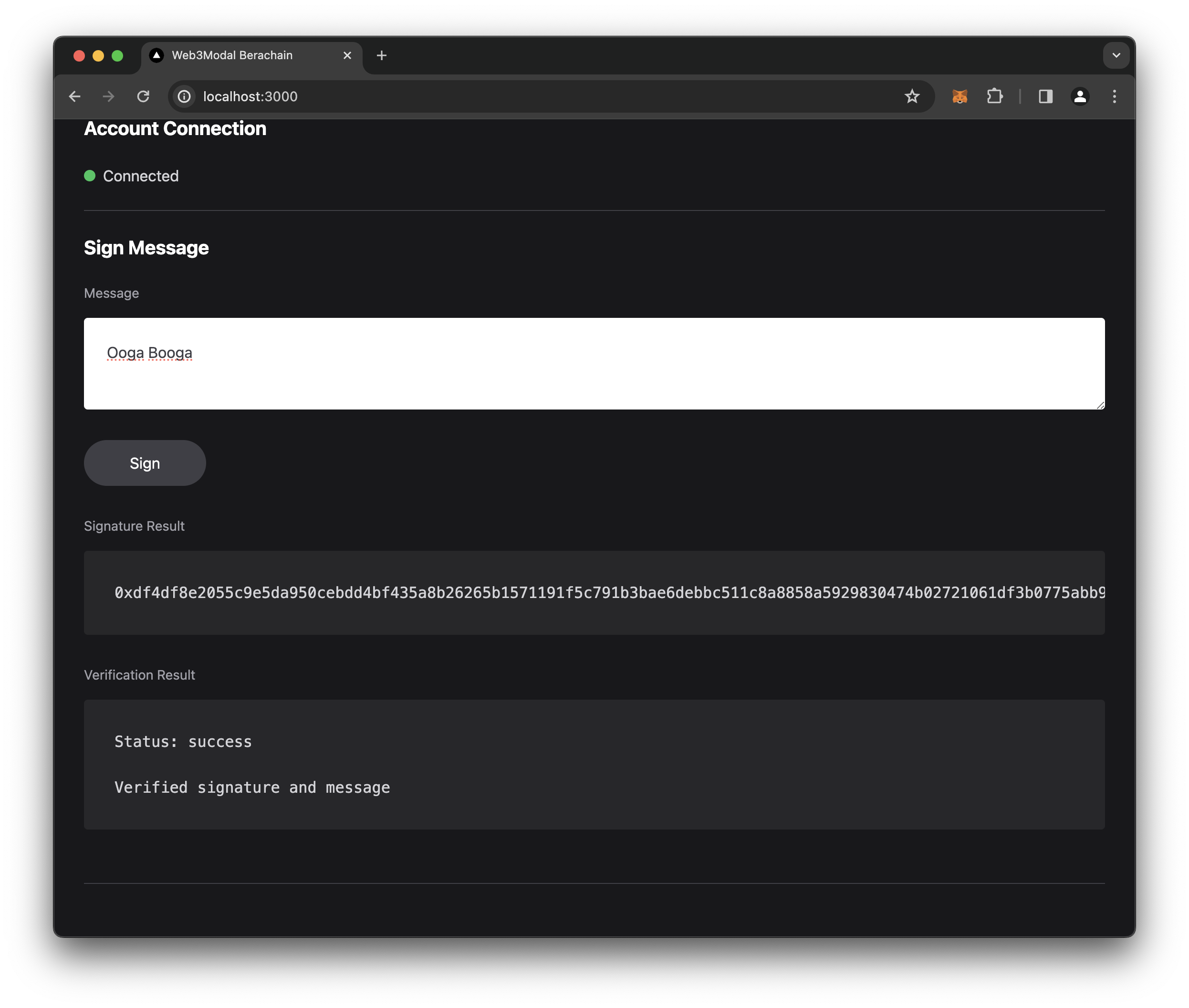 Guide Berachain WalletConnect Web3Modal Wallet Signature Verification